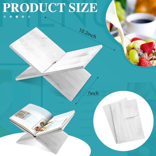 Geetery Book Stand Bamboo Book Holder for Display Reading Textbook Holder Open Display Stand for Open and Closed, Cookbook, Magazines, Textbooks, Recipe(White) - color: White