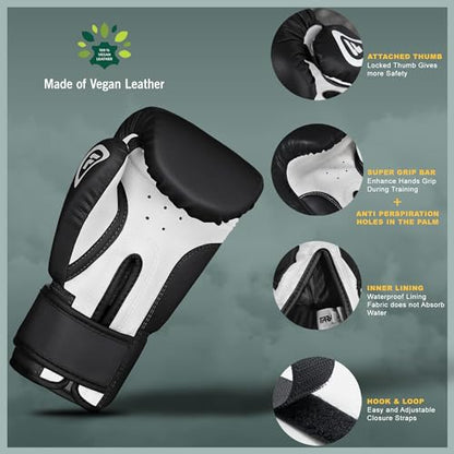 Kids Boxing Gloves for 3-10 Years 4 oz Youth Boxing Gloves Junior Punching Gloves MMA Muay Thai Boys and Girls Training Gloves - color: Black/White