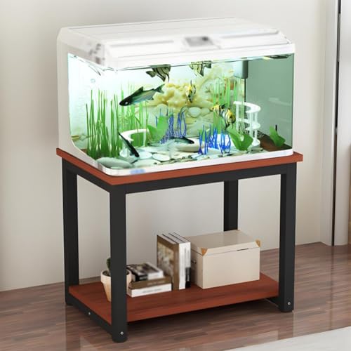 Fish Tank Stand,Metal Fish Stand Rack - Double-Layer Detachable Design, Easy Assembly, Iron Storage Shelf for Home Cabinet, Durable & Stylish Fish Tank Organizer - color: Brown, size: 40x30x70cm