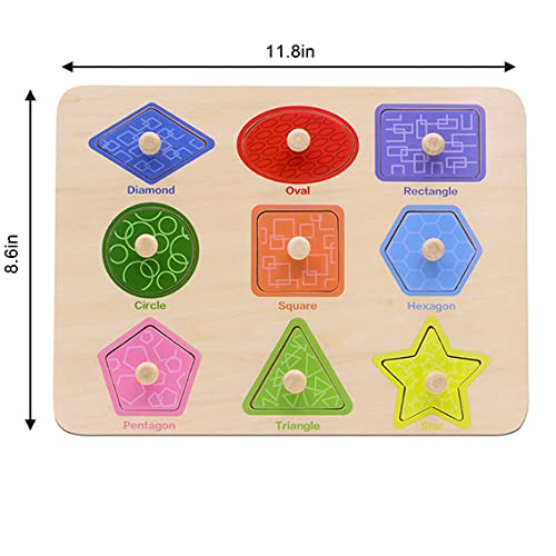 Aile Toddler Wooden Preschool Learning Shape Peg Puzzle Board Toys - style: Shape Puzzle