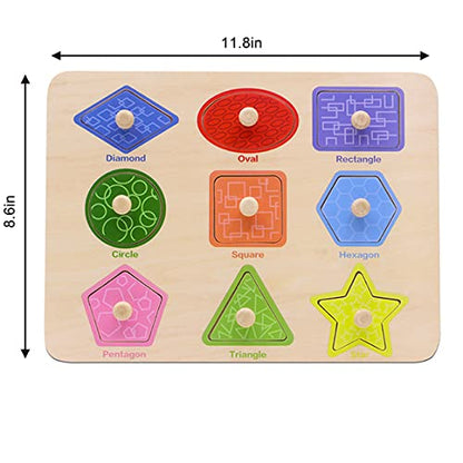 Aile Toddler Wooden Preschool Learning Shape Peg Puzzle Board Toys - style: Shape Puzzle