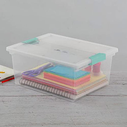 Sterilite Deep Clip Box, Clear Storage Bin with Latching Lid, 4 Pack - size: Deep, style: 4 Pack