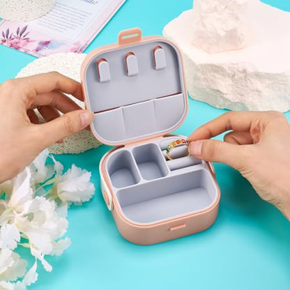 Silicone Jewelry Boxes Present Box,PU Leather Travel Jewelry Case,Mini Jewelry Box Travel Jewelry Box Jewelry Gift Boxes Necklaces Earrings Bracelets Boxes for Women,Pink - color: Pink