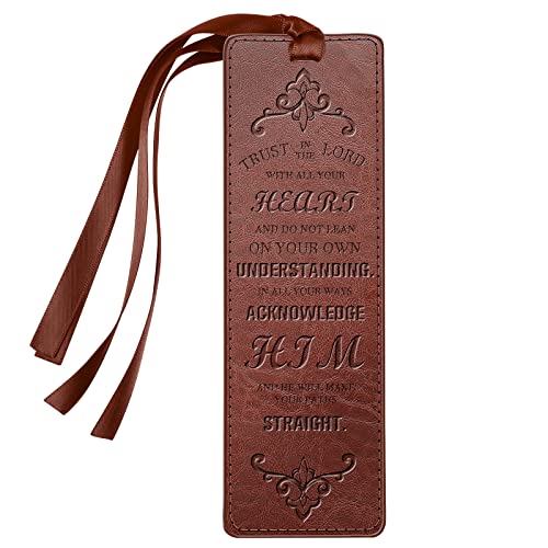 FINPAC Leather Bible Bookmarks, Bible Verse Book Markers - color: Vintage Brown