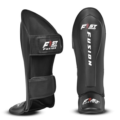 FF MMA Shin in Step Guards Padded Muay Thai Leg Protection for Kickboxing Training Sparring Leg Guards Adjustable Boxing Shininstep x2 - color: Black, size: Large/XL