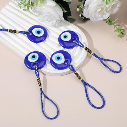 Nogeqi 4PCS Evil Eye Pendant Hanging Charms for Good Luck Protection, Blue Evil Eye Car Charm Decor Car Accessories with Ropes for Window Door Wall Home and Office Decoration
