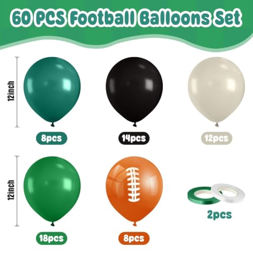 Football Balloons, Green Black Football Printed for Boys Sports Birthday - color: Green Football