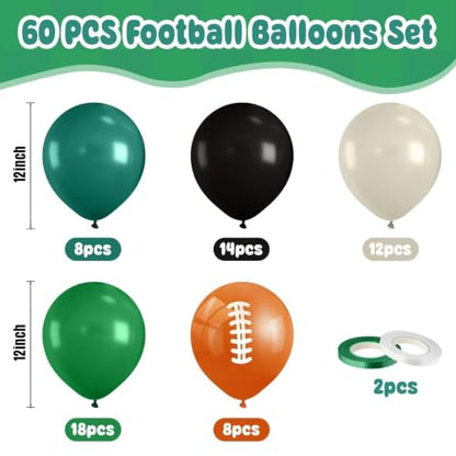 Football Balloons, Green Black Football Printed for Boys Sports Birthday - color: Green Football