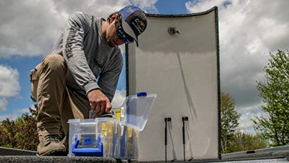 Flambeau Outdoors Super Half Satchel Soft Bait Organizer, Zerust, Clear | Organizes soft bait packages upright in 4 compartments with 3 Zerust dividers. Translucent lid and base, clear - size: 15x8x6.25-Inch
