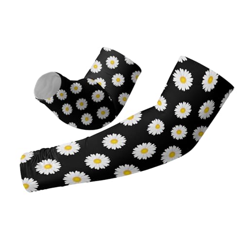 Cooling Arm Cover For Men & Women - Uv Sun Protection Arm Sleeves For Driving Golfing Fishing Cycling Hiking - color: Cute Daisy, size: 4.7x19.8in