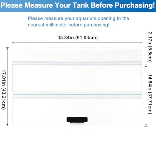 35.84×17.01×0.16 in Clear Tempered Glass Canopy | Aquarium Lid Glass Canopy Aquarium Fish Tank Hoods, Fits Aqueon 30/40gal Breeder(1pcs-35.84 x 17.01 x 0.16in) - size: 1pcs-35.84 x 17.01 x 0.16in