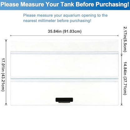 35.84×17.01×0.16 in Clear Tempered Glass Canopy | Aquarium Lid Glass Canopy Aquarium Fish Tank Hoods, Fits Aqueon 30/40gal Breeder(1pcs-35.84 x 17.01 x 0.16in) - size: 1pcs-35.84 x 17.01 x 0.16in