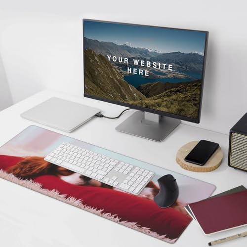 XXL Gaming Mouse Pad 35.4x15.7 Inch, Large Extended Desk Mat | Mousepad with Dog Design, Non-Slip Rubber Base, Water-Resistant Surface and Stitched Edges for Gaming, Office & Home - color: Dog