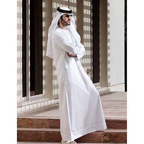 HOMELEX Keffiyeh Arab Head Scarf for Men Sheikh Muslim Turban Saudi Dubai Headwear - color: White-q