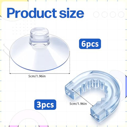 6 PCS Suction Cups for Shower Caddy with 3 Pieces Rubber Rings, Bathroom Shower Caddy Connectors Sucker, Easy to Attach, Heavy Strength Clear Replacement Showers Suction Cups for Bathroom Decor