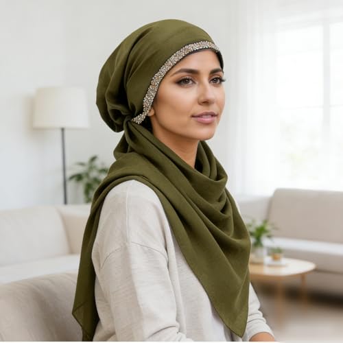 Instant Hijab for Women: Hijab Scarf, Hijabs for Women Muslim, Muslim Head Scarf, Easy Slip on - color: Army Green