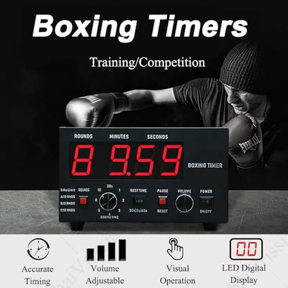 Boxing Interval Timer,Professional Gym Timer with LED Display,Selectable Training Time & Cycle Repetitions,Adjustable Sound,for Muay Thai,MMA,Kickboxing Red - color: Red