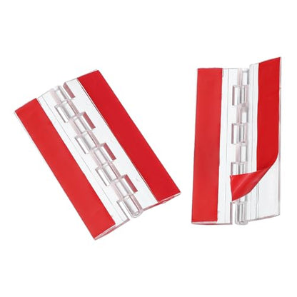 MECCANIXITY Small Acrylic Hinges Plastic Self-Adhesive Clear Hinge 75 x 45mm Continuous Piano Folding Hinges for Aquarium Lid Crafts Display Stand Pack of 2 Transparent - size: 75 x 45mm