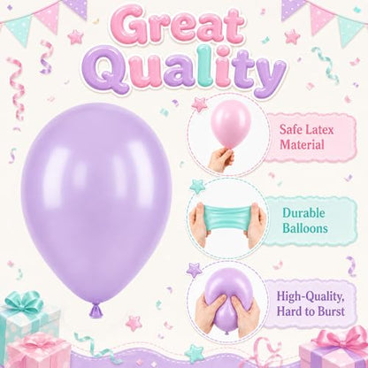 Mermaid Balloons, 12 Inch Pink Purple Balloons with Seashell Foil Balloons - color: Pink, size: 30PC