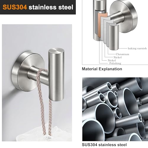 Nolimas Bathroom Towel Hooks SUS 304 Stainless Steel Coat Hook Round Clothes Towel Coat Robe Hook Cabinet Closet Door Sponges Holder for Bath Kitchen Garage Hotel,Wall Mounted, Brushed Nickel, 2Pack - color: 2pcs Brushed Nickel