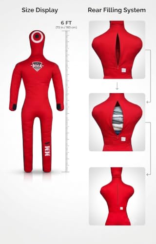 MMA Sports Brazilian JIU Jitsu Grappling Submission Throwing Dummy Punching Heavy Bag Kick Boxing Dummies UNFILLED - color: Red-3, size: 6ft, style: Standing