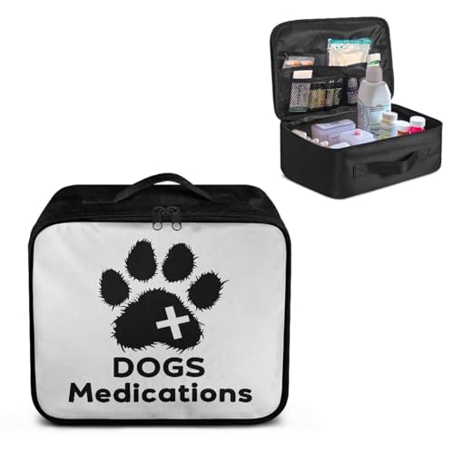 Gomyblomy Customized Dog First Aid Kit Empty First Aid Kit Bag Dogs Medications Print Medium Emergency Kit for Home Cars Travel Medical Supplies Storage Add Your Image and Color - color: Dog Medication Customized Print