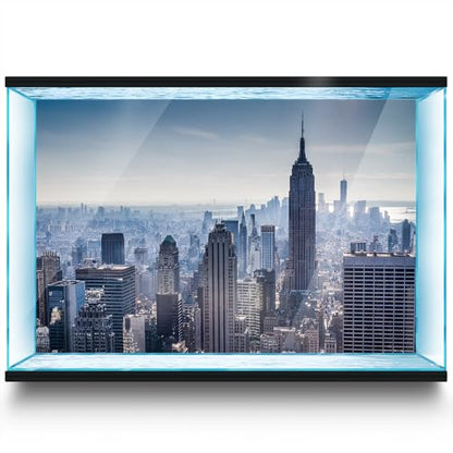 Aquarium Background Stickers - New York City Skyline Metropolis Self-Adhesive Fish Tank Reptile Terrarium Decor Poster (120 x 60 cm / (47.2 x 23.6 inches)) - size: 120 x 60 cm / (47.2 x 23.6 inches)