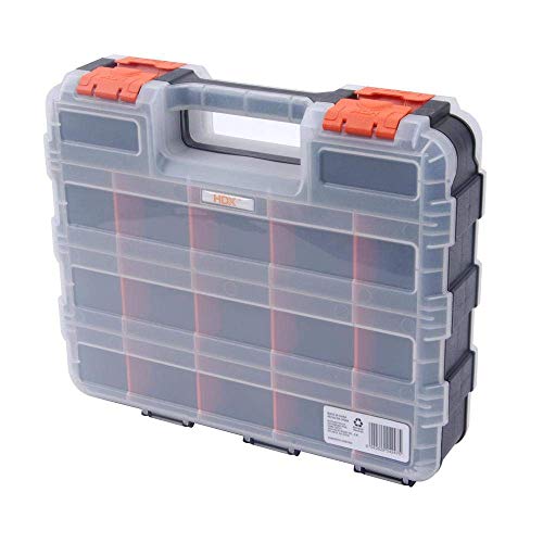 HDX 320028 34-Compartment Double Sided Organizer with Impact Resistant Polymer and Customizable Removable Plastic Dividers,Black/Orange