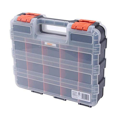 HDX 320028 34-Compartment Double Sided Organizer with Impact Resistant Polymer and Customizable Removable Plastic Dividers,Black/Orange