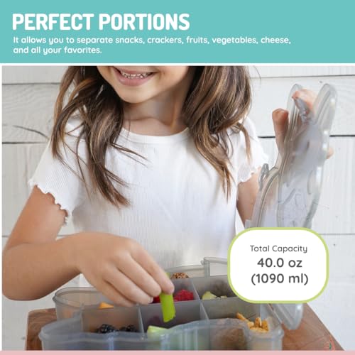 melii Animal Shaped Snackle Box - Divided Snack Container, Food Storage for Kids, Removable Dividers, Arts & Crafts, Beads, BPA-Free - Bulldog - color: Bulldog