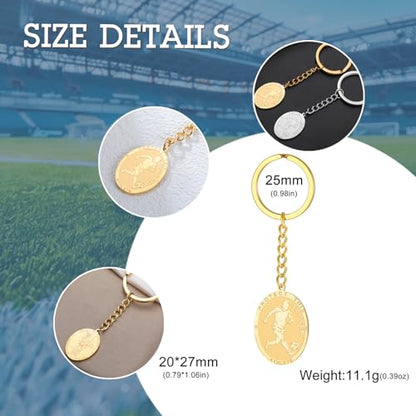 Dreamtimes St. Sebastian Medal Keychain for Men Women Stainless Steel Religious Saint Patron of Athletes Catholic Keychain - style: Football-g