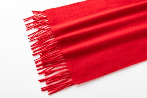 100% Pure Cashmere Scarf for Women Men, Warm Winter Wrap - color: Classic Red