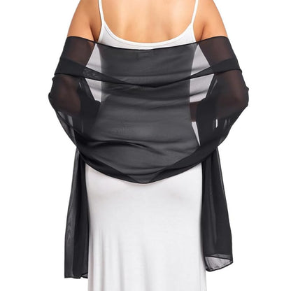 Utaly Lightweight Chiffon Scarf for Women Long Chiffon Sheer Scarf Ladies Fashion Sun-proof Shawls Wrap - color: Black