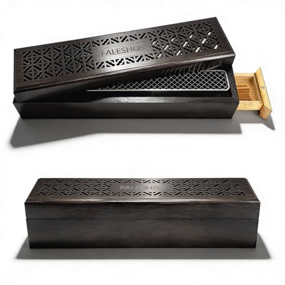 Incense Holder Burner, 2 in 1 Coffin Design with Storage Box and Ash Catcher, Holder for Incense Sticks, Excellent for Meditation Wellness Practices Bedroom Study Office