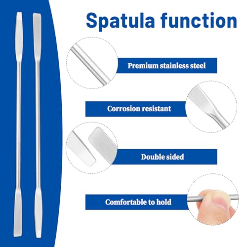 2Pcs Stainless Steel Lab Spatula, Micro Square/Round End Spatula, Lab Laboratory Mini Double-Ended Spatula, 6.2inch