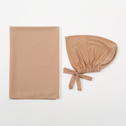 Yeieeo Instant Chiffon Hijab with Undercap (Tube or Bandage Cap), Breathable, no sweat buildup,Solid Chiffon Head Wraps - color: Nude3
