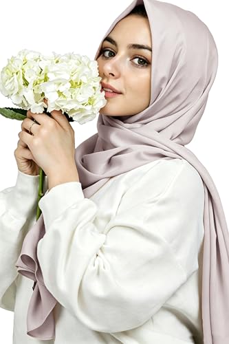 Lina & Lily Luxury Satin Hijab Head Scarf Shawl Wrap for Muslim Women Extra Long - color: Light Mink
