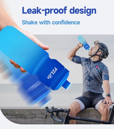 24oz Bike Squeeze Water Bottle, BPA Free Cycling Water Bottle,Leakproof, with Capacity Scale w/Pull Top Lid, Reusable Sport Water Bottle, for Bicycle, Gym,Running 4Pack - color: z--4PCS