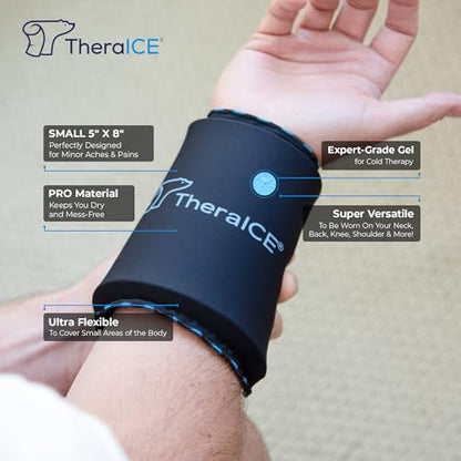TheraICE PROpack Ice Pack for Injuries, Reusable Soft Multipurpose Cold Gel Ice Pack for Muscular Back Pain, Shoulder, Hip, Knee - Flexible Cold Compress Wrap for Minor Aches & Pains - 5 x 8 - size: Small (Pack of 1)