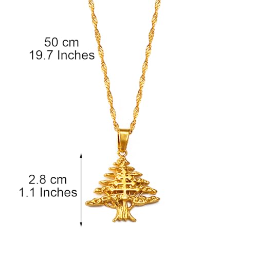 Liban Pendants Necklaces Lebanese Cedar Jewelry Lebanon Map Eastern Rite Church Maronite Cross Allah Symbol - color: Gold Color 3