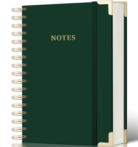 ALKALO Spiral Notebook Journal, 328 Pages Linen Hardcover College Ruled Notebook, Lined Thick Journals for Women Men, A4 Thick Spiral Journal for Writing, 100GSM Paper, Cute Notebooks for Work School - color: B-Dark Green, size: A4(8.5INCH×11INCH)