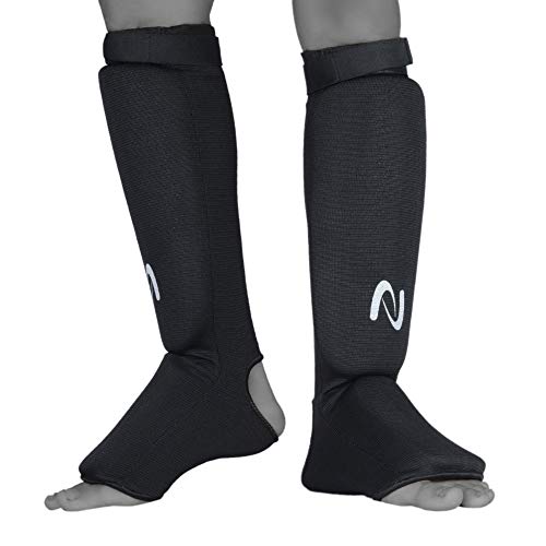 UFG Ultimate - Cloth Shin Instep Guard - Karate MMA Boxing Muay Thai Training Protection - color: Black, size: CH
