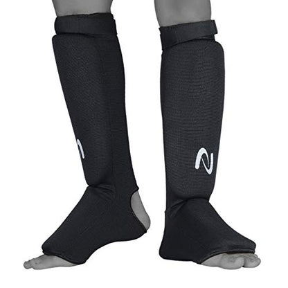 UFG Ultimate - Cloth Shin Instep Guard - Karate MMA Boxing Muay Thai Training Protection - color: Black, size: CH