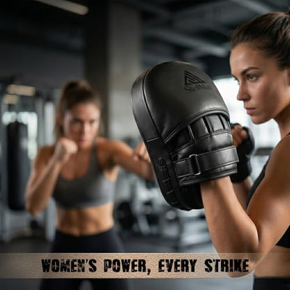 Focus Pads for Boxing & MMA Training | Lightweight Curved Punch Mitts with Shock-Absorbing Foam | Kickboxing, Muay Thai & Sparring Target Pads for Coaches & Fighters - color: Black
