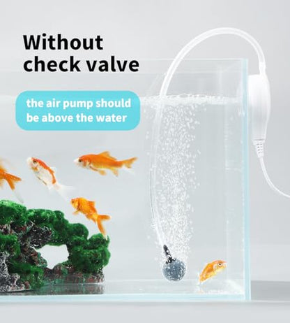 Aquarium Air Pump Mini Fish air Pump Super Quiet Fish Bowl air Pump for Up to 10 Gallon Fish Tank 1.5 Watts 310ml/min - color: White Round-Basic Kit