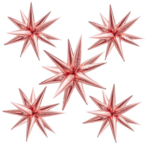 Rose Gold Star Balloons Birthday Decorations for Women Girls Giant Balloons Party Decorations for Valentines Day, Bachelorette, Princess Birthday, Bridal Shower, New Years Eve, Anniversary, Wedding - color: Rosegold