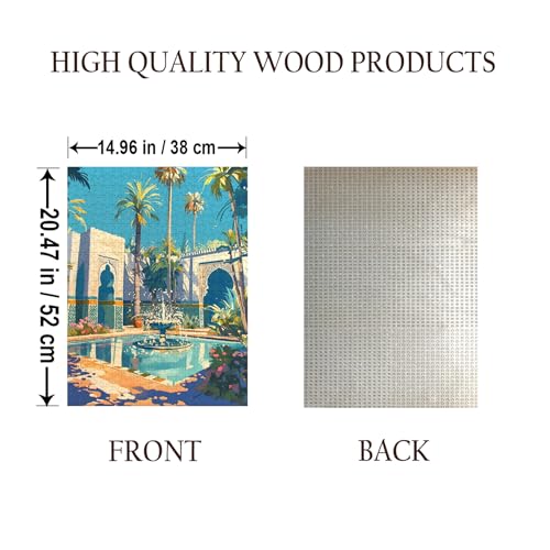 Mosque Fountain Islamic Muslim Islam Jigsaw Puzzle - 500 Pieces Wooden Puzzle for Adults, Wall Art Gift, Finished Size: 20 x 15 Inch - color: Mosque Fountain Islamic Muslim - 500 Pieces