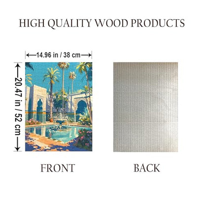 Mosque Fountain Islamic Muslim Islam Jigsaw Puzzle - 500 Pieces Wooden Puzzle for Adults, Wall Art Gift, Finished Size: 20 x 15 Inch - color: Mosque Fountain Islamic Muslim - 500 Pieces