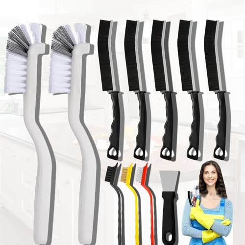 11 Pack Cleaning Brush Set for Kitchen and Bathroom Gap Crevice Stove Sink Window Track Household Cleaning Tools - color: Multicolor
