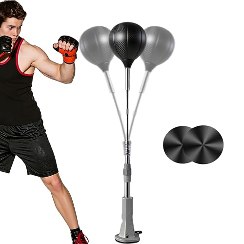Speed Punching Bag with Stand(Rubber Mat), Vacuum Suction Base Adjustable Reflex Ball for Kids Teens Adults, Home Office Boxing Training Equipment for Stress Relief Workout for Boys